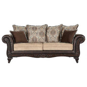 Elmbrook - Upholstered Rolled Arm Sofa Set With Intricate Wood - JaxCo Furniture