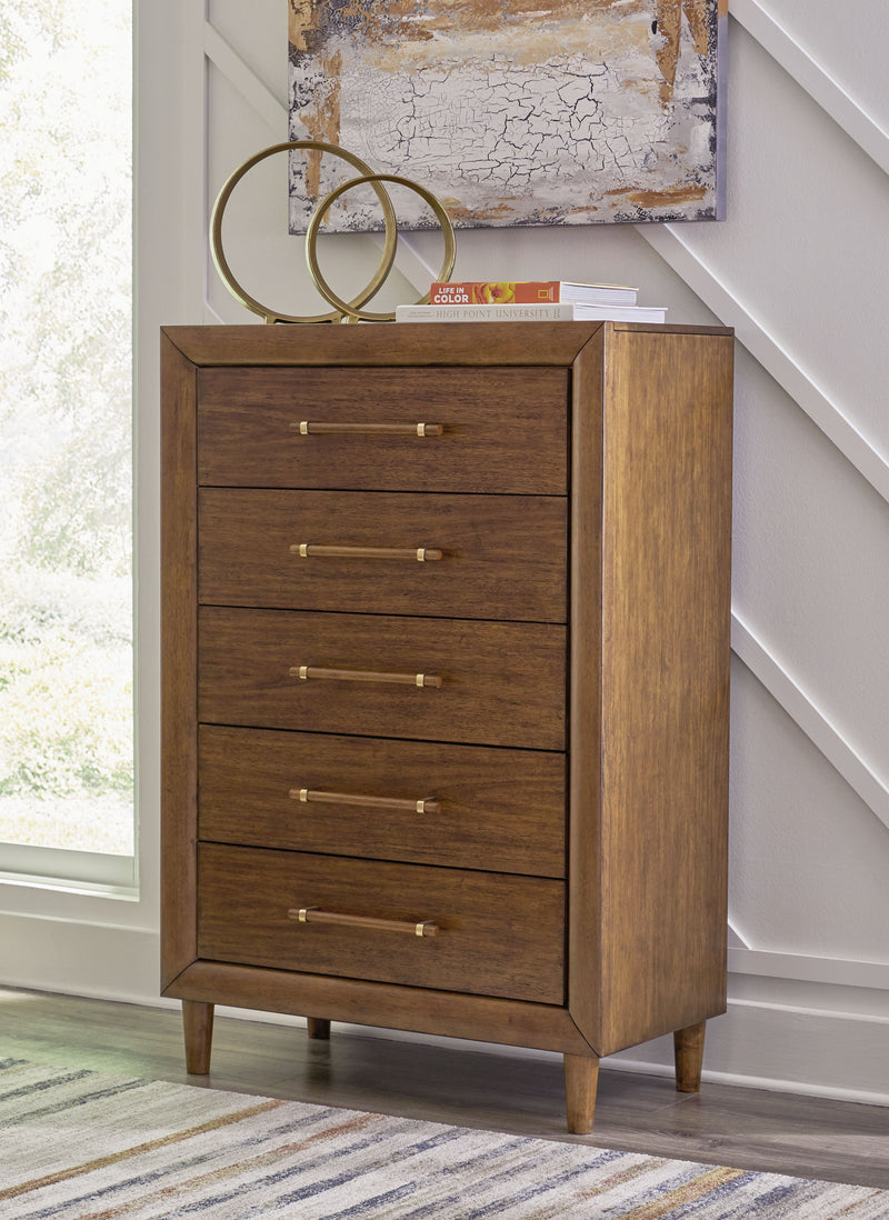Lyncott - Brown - Five Drawer Chest - JaxCo Furniture
