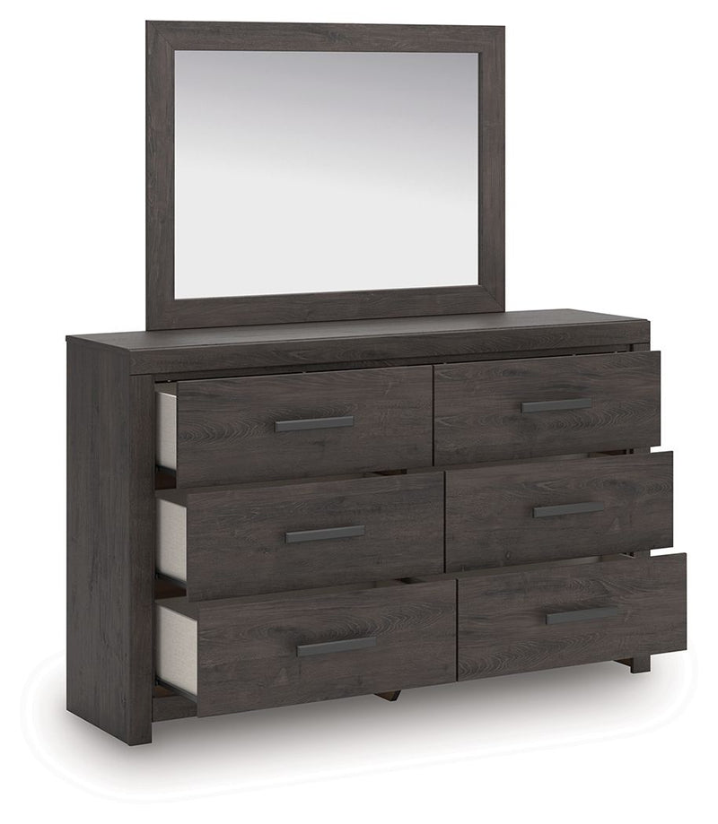 Prendonea - Charcoal - Dresser and Mirror - JaxCo Furniture