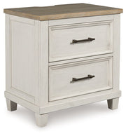 Shaybrock - Antique White / Brown - Two Drawer Night Stand - JaxCo Furniture