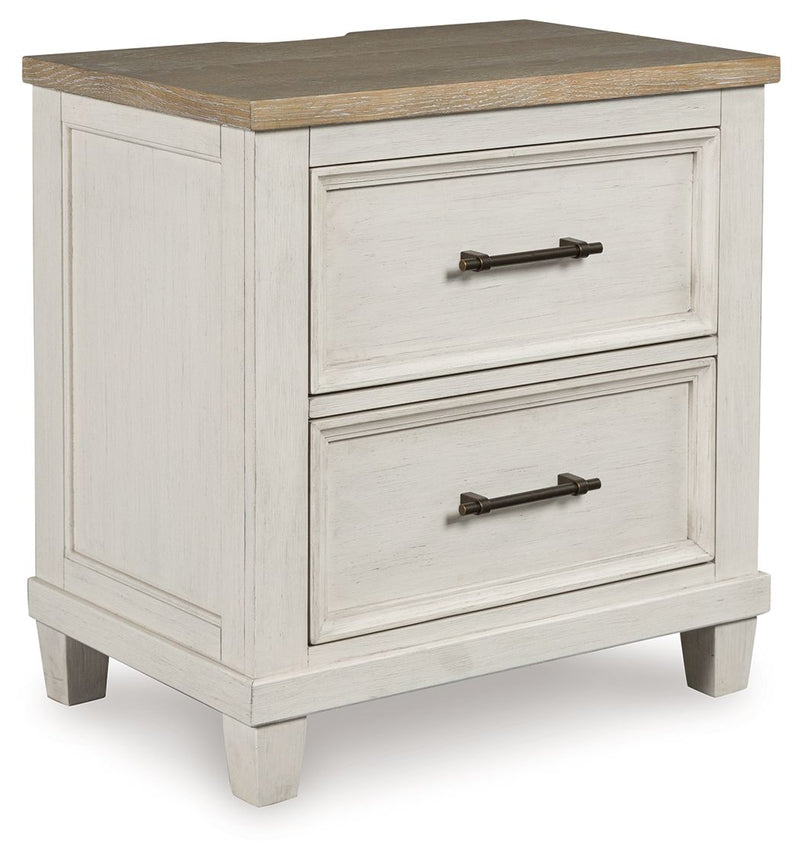 Shaybrock - Antique White / Brown - Two Drawer Night Stand - JaxCo Furniture