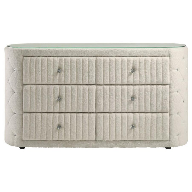 Sonya - 6-Drawer Upholstered Bedroom Dresser - JaxCo Furniture