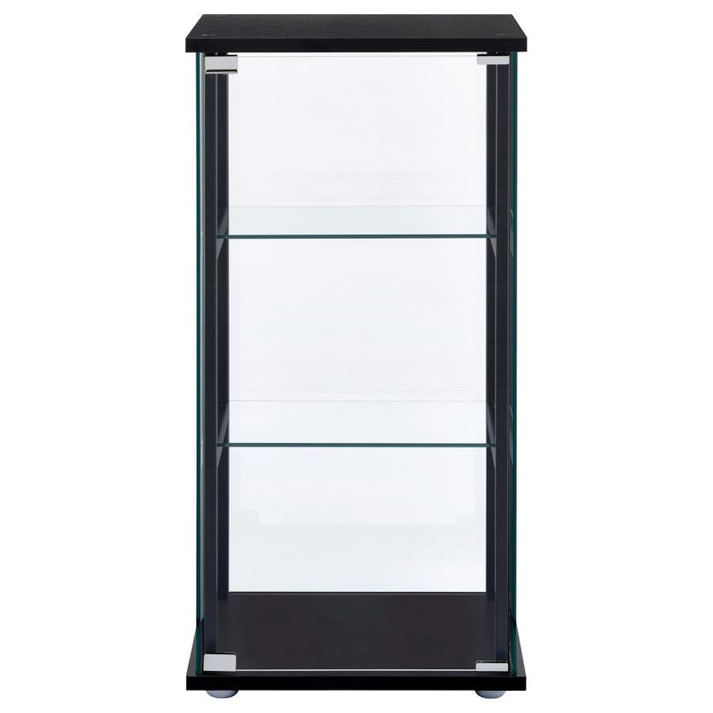 Cyclamen - 3-Shelf Clear Glass Curio Display Cabinet - Black - JaxCo Furniture