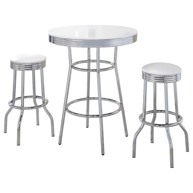 Retro - 3 Pieces Round 1950s Bistro Pub Bar Table Set - JaxCo Furniture
