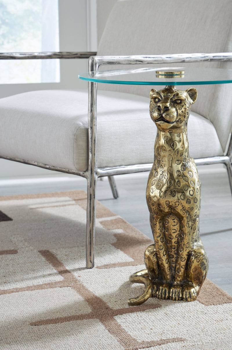 Vallain - Antique Gold Finish - Accent Table - JaxCo Furniture