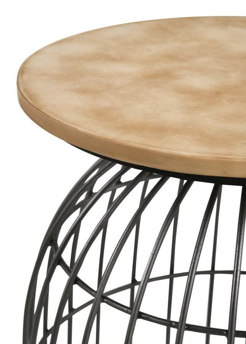 Bernardo - Round Wire Frame Side Table - Natural And Gunmetal - JaxCo Furniture