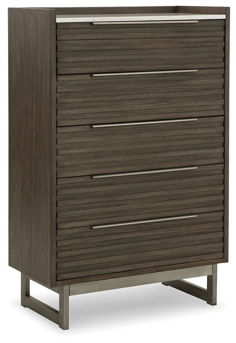 Arkenton - Grayish Brown / White - Five Drawer Chest - JaxCo Furniture