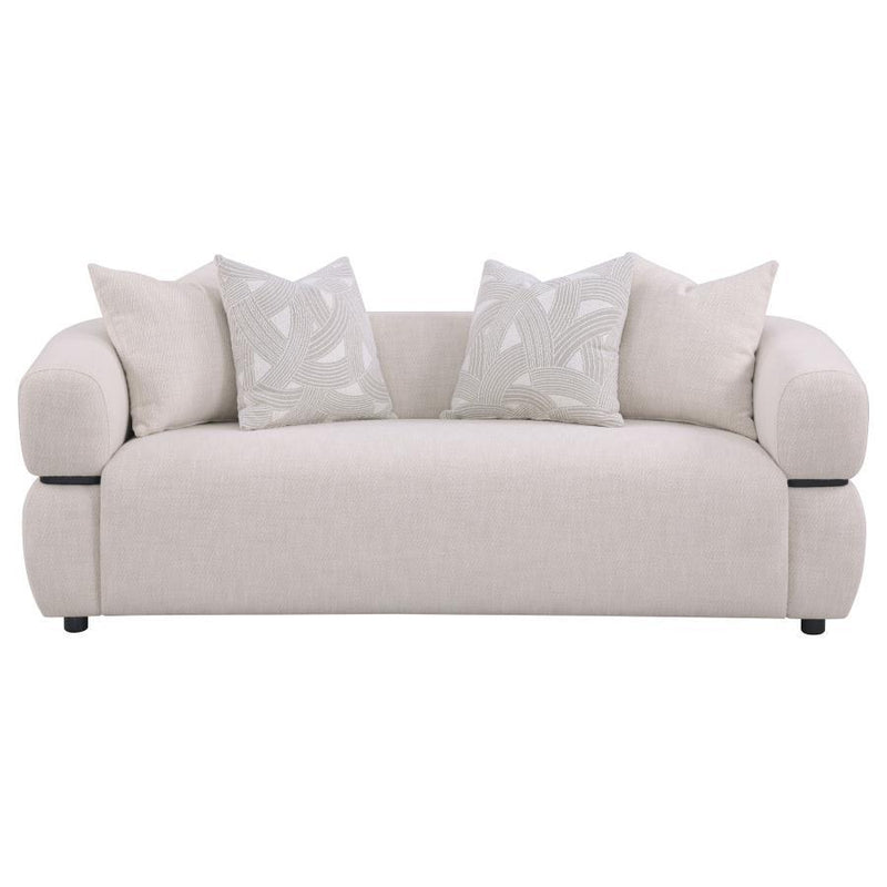 Jeanette - 84" Fabric Upholstered Round Arm Sofa - Beige - JaxCo Furniture