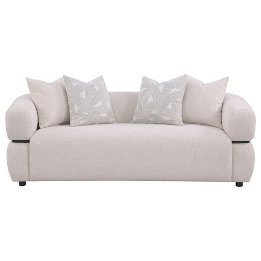 Jeanette - 84" Fabric Upholstered Round Arm Sofa - Beige - JaxCo Furniture
