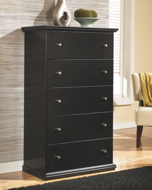Maribel - Black - Five Drawer Chest - JaxCo Furniture