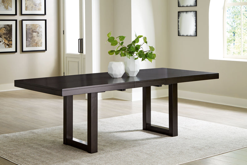 Neymorton - Dark Grayish Brown - Rectangular Dining Room Butterfly Extension Table - JaxCo Furniture