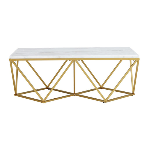 Riko - Rectangular Coffee Table With Metal Leg - Gold - JaxCo Furniture