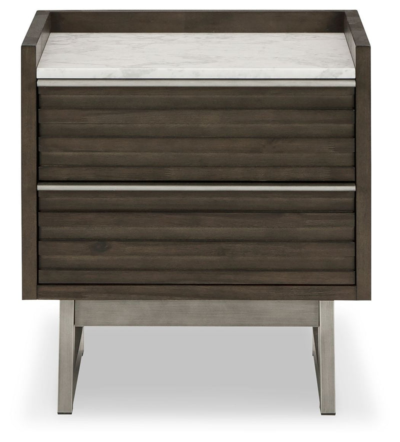Arkenton - Grayish Brown / White - Two Drawer Night Stand - JaxCo Furniture