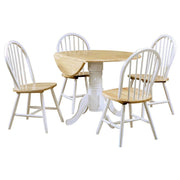 Allison - 5 Piece Round Drop Leaf Dining Table Set - White - JaxCo Furniture