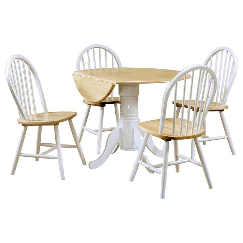 Allison - 5 Piece Round Drop Leaf Dining Table Set - White - JaxCo Furniture