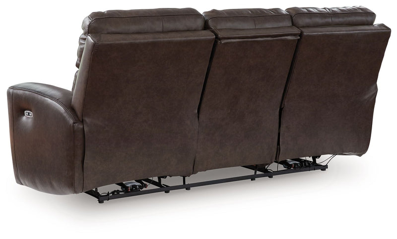 Crossplex - Smoke - Power Recline Sofa With Adjustable Headrest - JaxCo Furniture