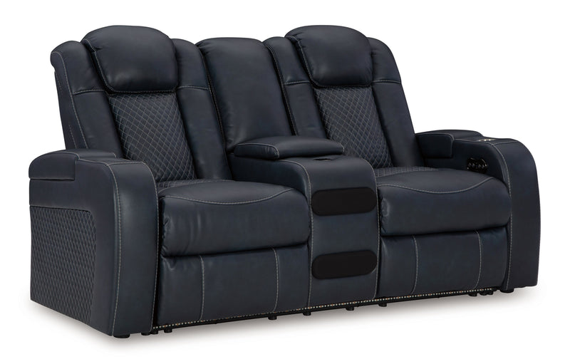 Fyne-dyme - Power Reclining Loveseat With Console/Adj Hdrst - JaxCo Furniture
