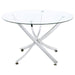 Beckham - 5 Piece Round Glass Top Dining Set - Chrome And White - JaxCo Furniture