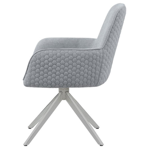 Abby - Fabric Upholstered Swivel Dining Arm Chair - Light Gray - JaxCo Furniture