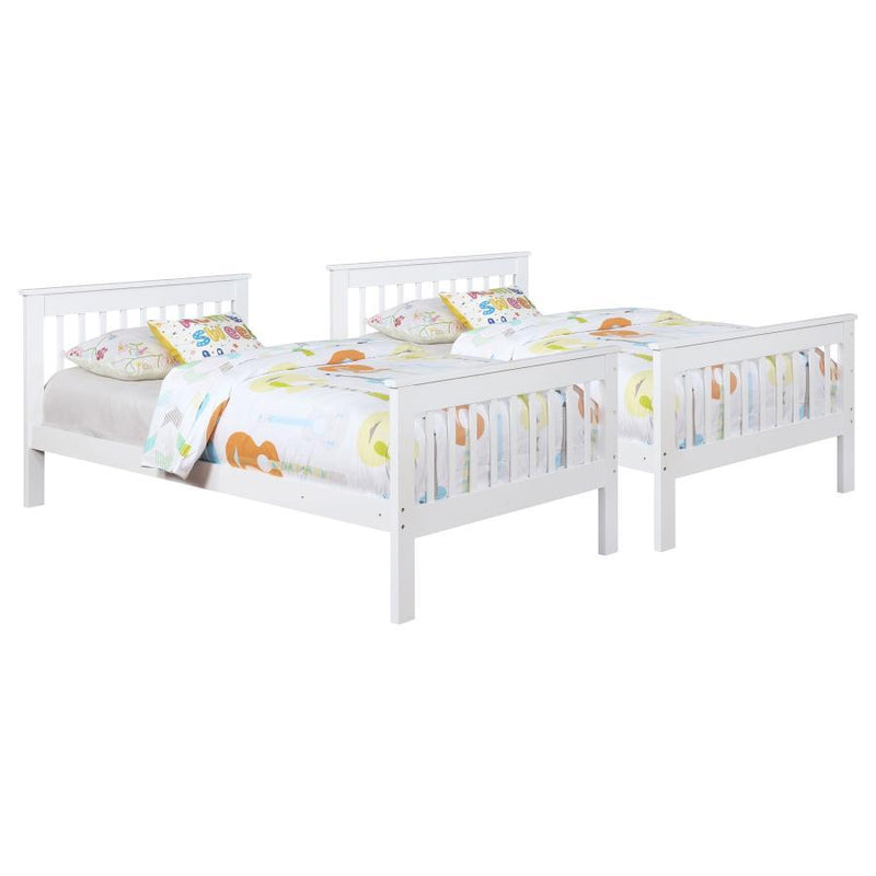 Chapman - Wood Twin Over Twin Bunk Bed With Mattress - White - JaxCo Furniture
