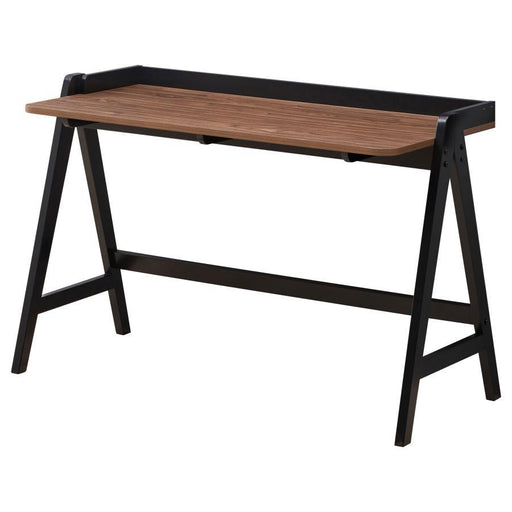 Raul - Writing Desk With USB Ports - Walnut And Black - JaxCo Furniture