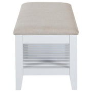 Bexhill - Upholstered Rectangular Bench With Shelf - White - JaxCo Furniture