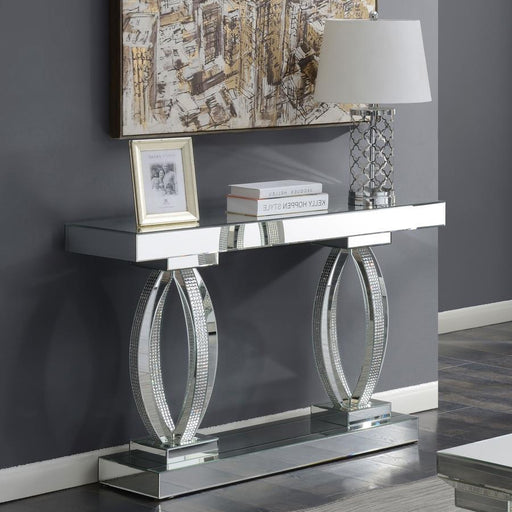 Amalia - Mirrored Acrylic Entryway Sofa Console Table - Silver - JaxCo Furniture