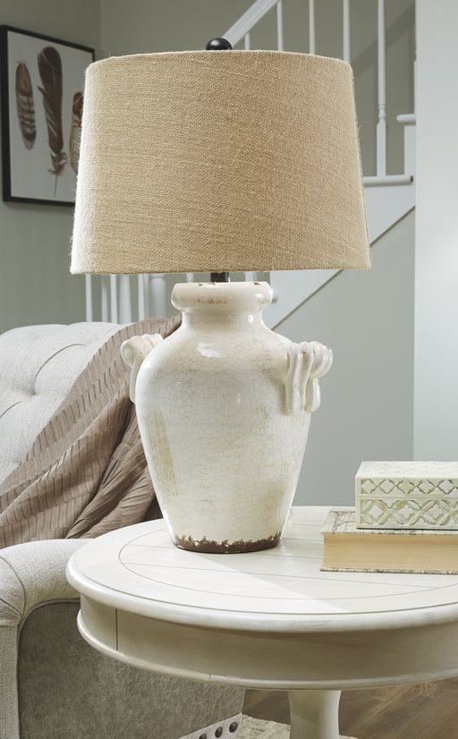 Emelda - Cream - Ceramic Table Lamp - JaxCo Furniture