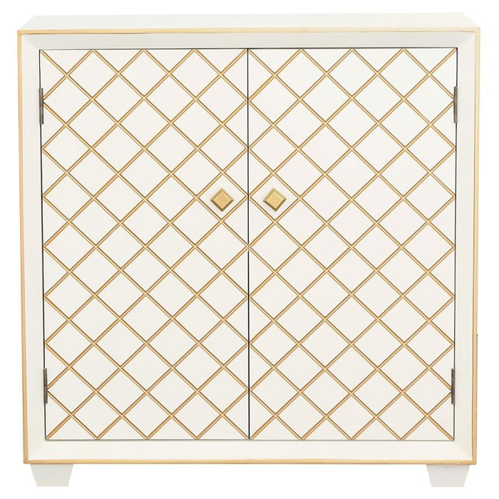 Belinda - 2 Door Storage Accent Cabinet - White And Gold - JaxCo Furniture