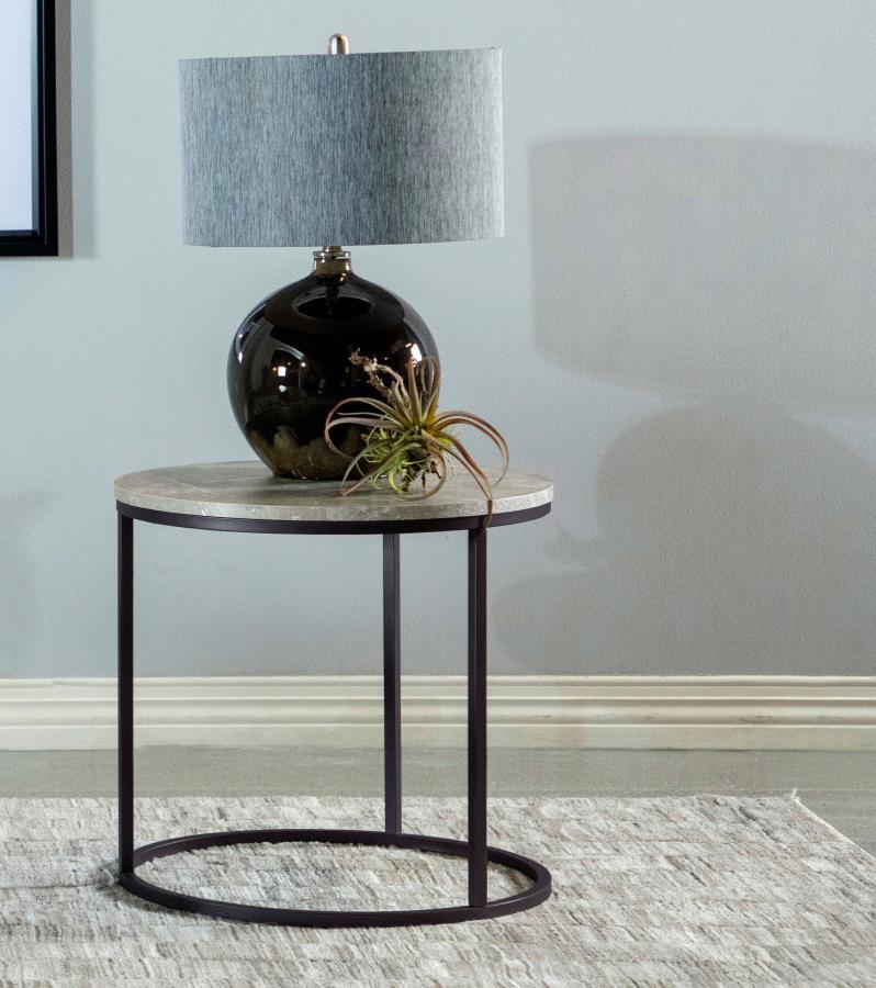 Lainey - Round Faux Marble Side End Table - JaxCo Furniture