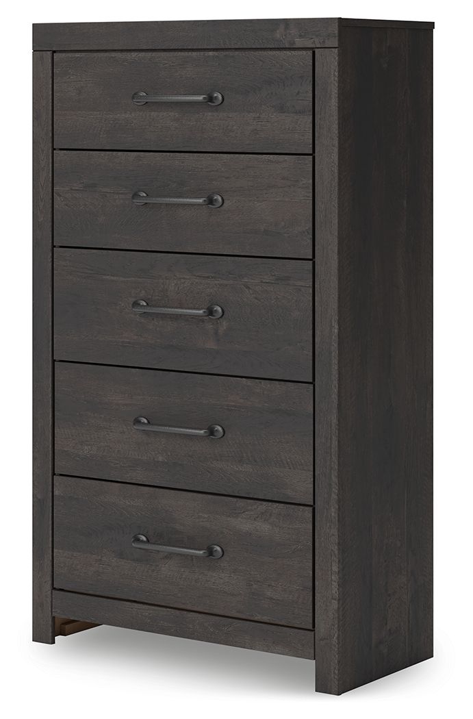 Hollivern - Dark Gray - Five Drawer Chest - JaxCo Furniture