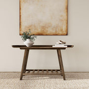 Ornelas - Console Table With Slatted Shelf - Mango Brown - JaxCo Furniture