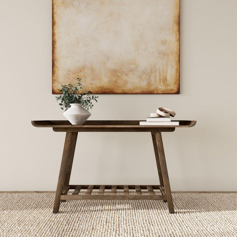 Ornelas - Console Table With Slatted Shelf - Mango Brown - JaxCo Furniture