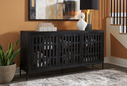 Vallisburg - Black / Natural - Accent Cabinet - JaxCo Furniture