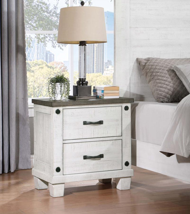 Lilith - 2-Drawer Nightstand - Distressed White - JaxCo Furniture