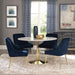 Kella - 5 Piece Round Marble Top Dining Set - Blue And Gold - JaxCo Furniture