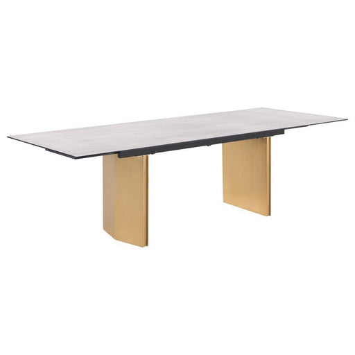 Vesa - Glass Top Extension Dining Table - Beige - JaxCo Furniture