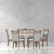 Americana Modern Dining - Rectangular Extendable Dining Table With 6 Upholstered Dining Chairs - Cotton - JaxCo Furniture