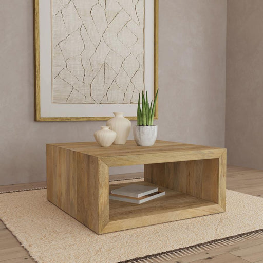 Benton - Square Solid Mango Wood Coffee Table - Natural - JaxCo Furniture
