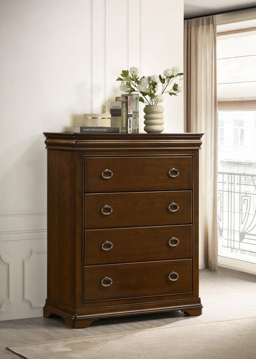 Garland - 4-Drawer Bedroom Chest Of Drawers - Brown Cherry - JaxCo Furniture