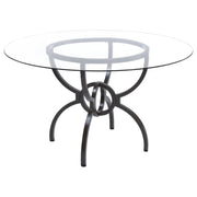 Aviano - Round Glass Top Metal Dining Table - Gunmetal - JaxCo Furniture