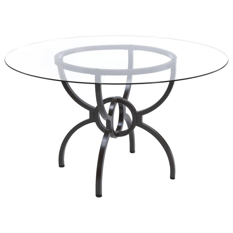 Aviano - Round Glass Top Metal Dining Table - Gunmetal - JaxCo Furniture