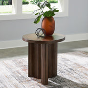 Korestone - Dark Brown - Round End Table - JaxCo Furniture