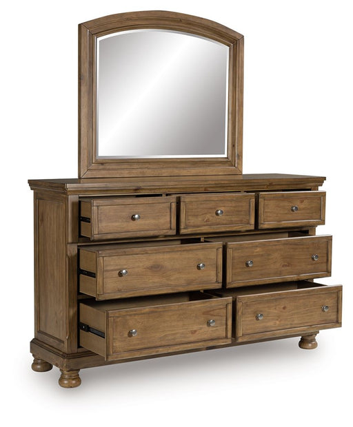 Feddinger - Medium Brown - Dresser And Mirror - JaxCo Furniture