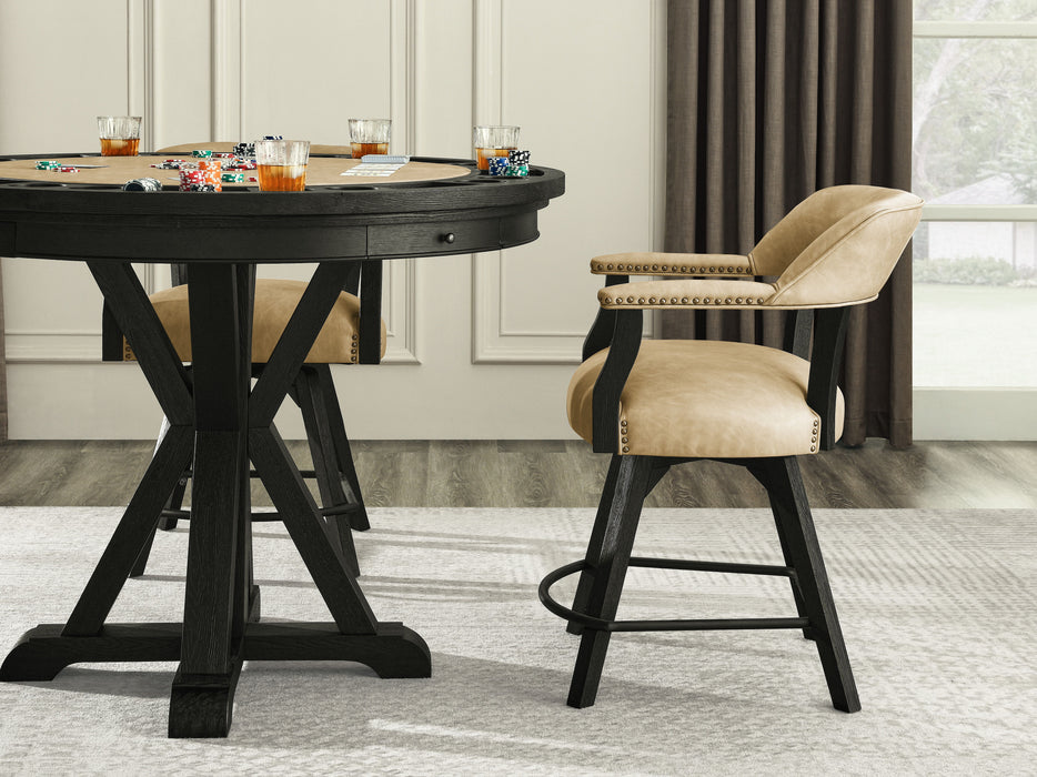 Rylie - 6 Piece Counter Dining Set (Counter Table With Game Top & 4 Counter Chairs) - Black / Sand - JaxCo Furniture