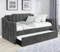 Kingston - Upholstered Twin Daybed With Trundle - Charcoal - JaxCo Furniture