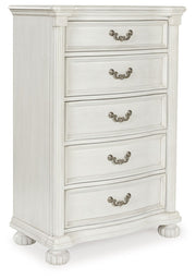 Montelaine - Antique White - Five Drawer Chest - JaxCo Furniture