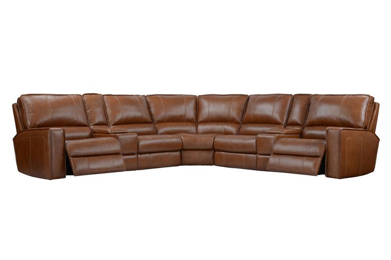 Rockford - 7 Piece Modular Power Reclining Sectional With Power Adjustable Headrests - Verona Saddle - JaxCo Furniture
