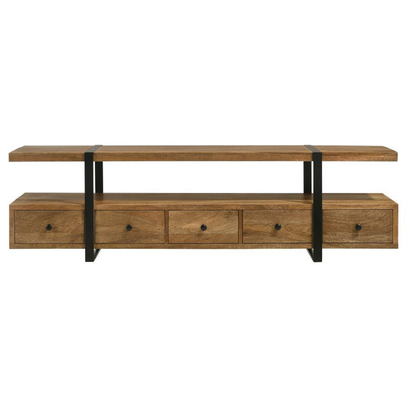 Otto - 5-Drawer Mango Wood TV Stand Media Console - Brown - JaxCo Furniture
