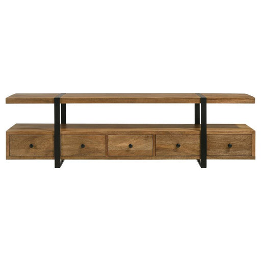 Otto - 5-Drawer Mango Wood TV Stand Media Console - Brown - JaxCo Furniture
